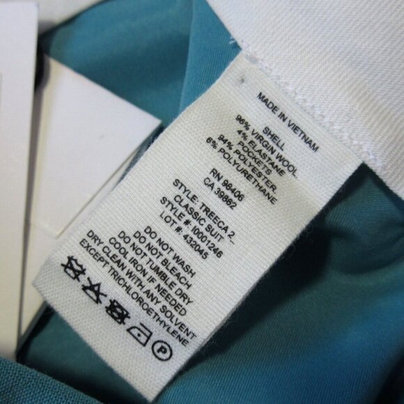 NWT Theory Treeca in Teal Classic Suit Stretch Wool Ankle Pants 00 - Picture 5 of 6